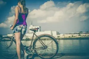 woman on a bike