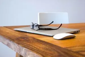 macbook on a desk